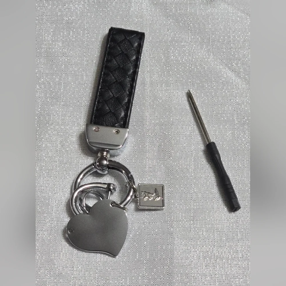 Fashion Inspired Black and Silver Heart Shaped Key Holder Or Bag Charm